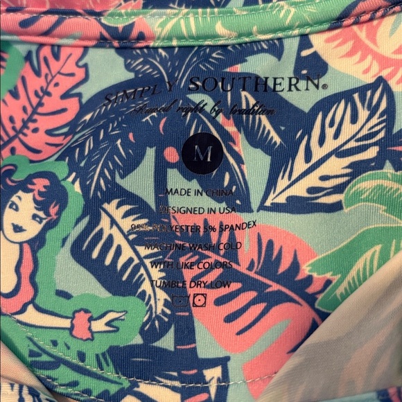Simply Southern men’s blue tropical short sleeve polo shirt size medium - Picture 7 of 8